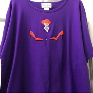 shirt Get Lucky lady red hat shoes appliqué